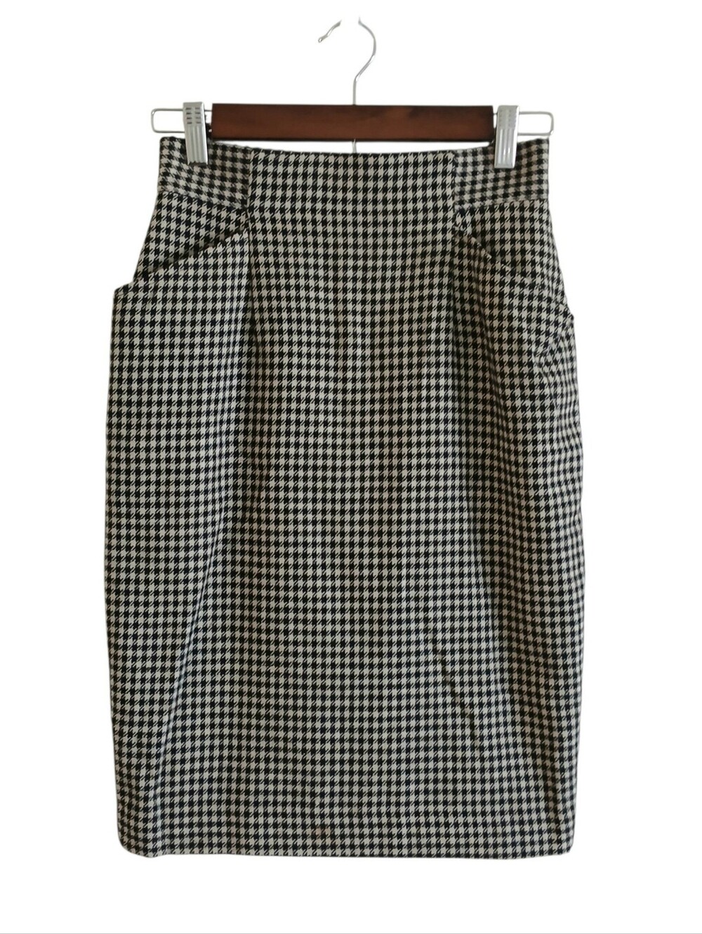 VINTAGE 90'S ESPRIT Wool Blend Houndstooth High Waist Pencil Skirt Women's 5/6
